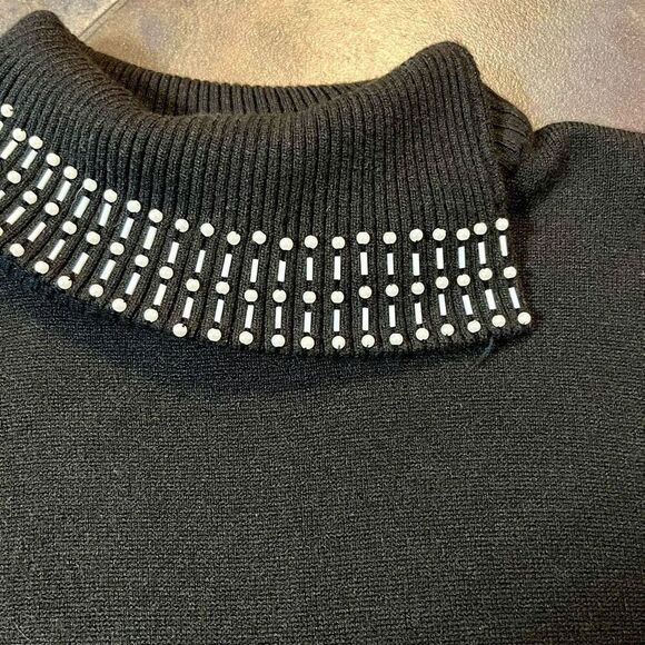 NWT TanJay Cowl Neck Beaded Black Sweater Small - Picture 9 of 13